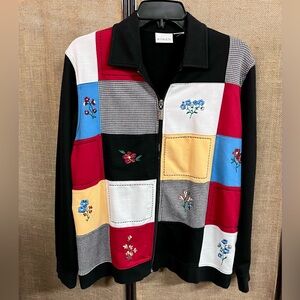 Koret Colorful Patchwork Granny Core Embroidered Zip Up Jacket